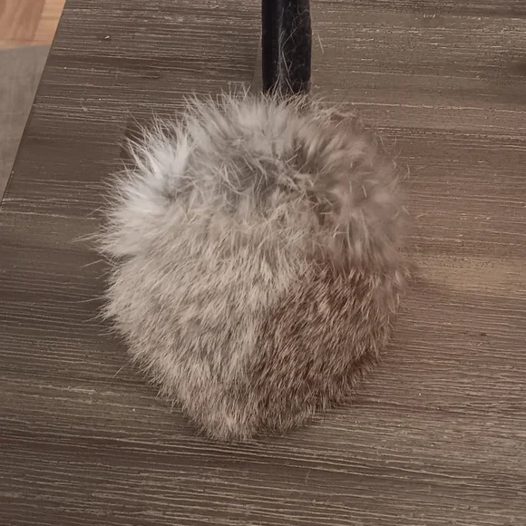 Elegant Rabbit Fur Earmuffs - Black and Gray - Picture 6 of 15